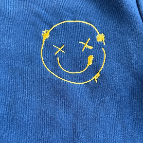 Black Pike Men's Blue Crewneck Sweater with Smiley Design - Picture 3 of 9